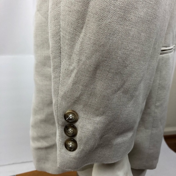 TODAY'S MAN Men's Blazer Jacket Sz M Linen Blend Beige 3 Buttons Single Breasted - Picture 5 of 9